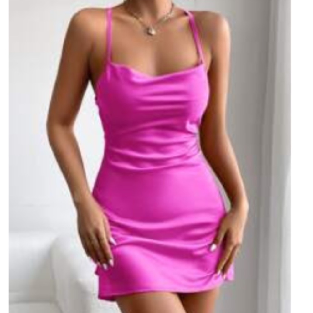 Hot pink mini dress